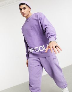 oversized sweatshirt with wrap around logo-Purple