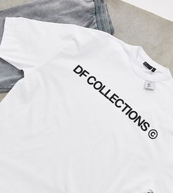 Tall oversized heavyweight t-shirt with logo print and woven tab-White