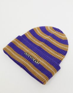 ASOS Daysocial fisherman beanie in stripe-Purple