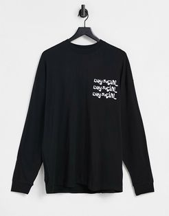 ASOS Daysocial oversized long sleeve T-shirt in black with logo