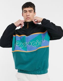 ASOS Daysocial oversized polar fleece sweatshirt with half zip neck-Black