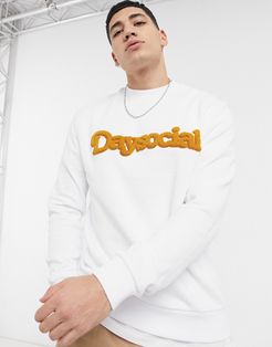 ASOS Daysocial sweatshirt with textured terry logo-White