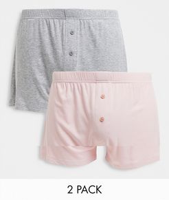 2 pack boxers in pastel rib-Pink