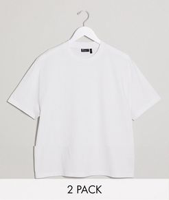 2 pack relaxed t-shirt with crew neck in white