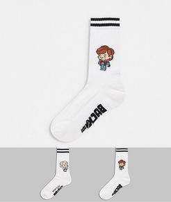 2 pack sport socks with back to the future design-White