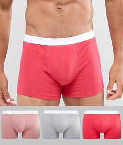3 pack trunks in pink & grey in organic cotton save-Multi
