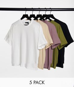 5-pack organic cotton T-shirts with crew neck-Multi