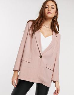 all rounder linen blazer-Pink