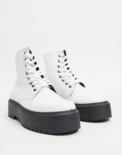 Attitude 2 lace up chunky boots in white