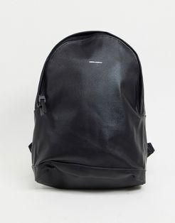 backpack in black faux leather with saffiano emboss