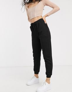 basic sweatpants with tie waist in organic cotton-Black