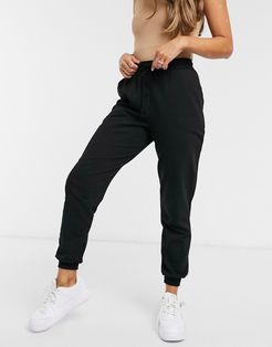 basic sweatpants with tie waist in organic cotton-Black