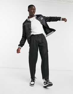 cargo oversized tapered smart pants in black