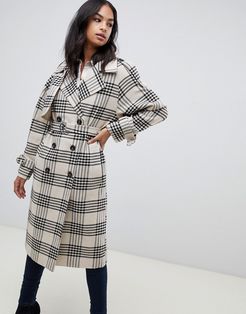 check tab oversized coat-Multi