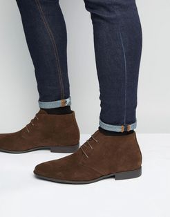 chukka boots in brown faux suede