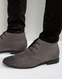 chukka boots in gray faux suede