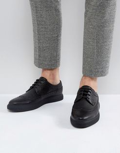 creeper brogue shoes in black faux leather