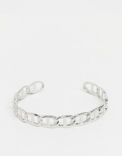cuff bracelet in chain design in silver tone