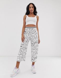 culotte pants in non-print with sporty elastic waistband-Multi