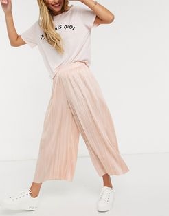 culotte pants in pleated satin-Pink