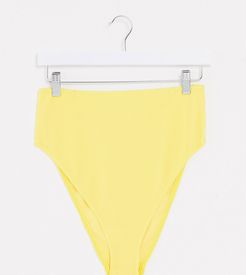 ASOS DESIGN curve crinkle high waist bikini bottom in yellow