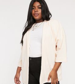 ASOS DESIGN Curve easy relaxed blazer in textured jersey-Pink