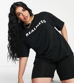 ASOS DESIGN Curve exclusive realness oversized t-shirt in black