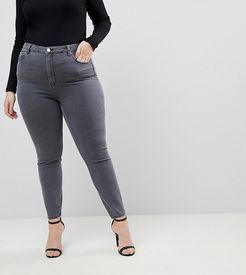 ASOS DESIGN Curve high rise ridley 'skinny' jeans in gray-Grey