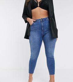 ASOS DESIGN Curve high rise ridley 'skinny' jeans in mid wash blue-Blues