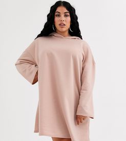 ASOS DESIGN Curve hoodie swing dress with concealed pockets-Neutral