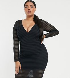 ASOS DESIGN Curve lace paneled midi dress-Black