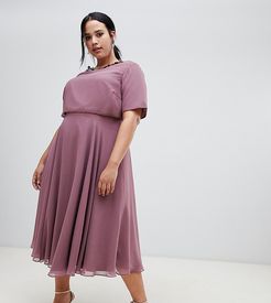 ASOS DESIGN Curve midi dress with 3D embellished neckline-Purple