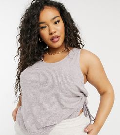 ASOS DESIGN Curve mix & match lounge super soft rib tank with channeling in mauve-Brown