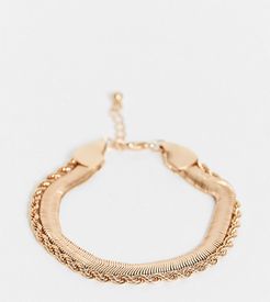 ASOS DESIGN Curve multi strand bracelet with vintage style flat snake chain in gold tone