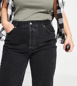 ASOS DESIGN Curve organic denim '90's' longline shorts in washed black