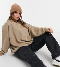 ASOS DESIGN Curve oversized cozy cocoon sweatshirt in brown