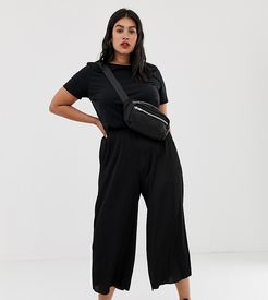 ASOS DESIGN Curve plisse culotte pants-Black