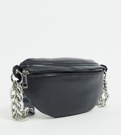 ASOS DESIGN CURVE PU fanny pack with chunky chain in black