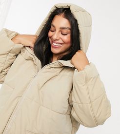 ASOS DESIGN Curve puffer jacket in cappuccino-Brown
