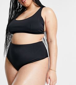 ASOS DESIGN Curve recycled mix and match high waist bikini bottom in black