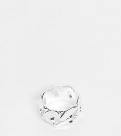ASOS DESIGN Curve ring with chain design in silver tone