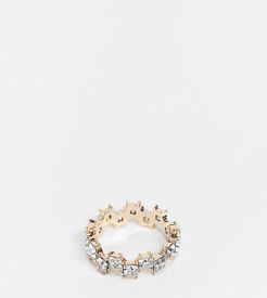 ASOS DESIGN Curve ring with square crystal stones in gold tone