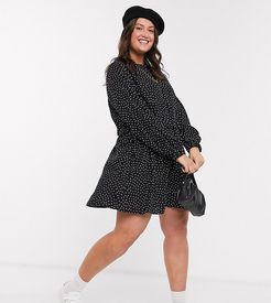 ASOS DESIGN Curve ruched waist mini dress in polka dot-Multi