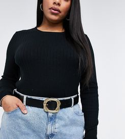 ASOS DESIGN Curve snake buckle waist and hip jeans belt in black