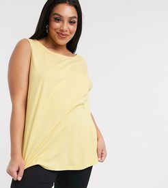 ASOS DESIGN Curve super oversized high neck tank with open back in lemon-Green