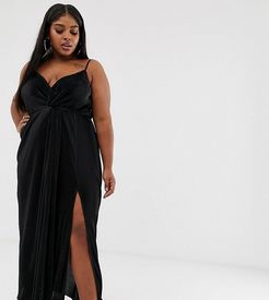 ASOS DESIGN Curve twist front plisse maxi dress in black