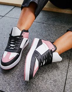 Dante high top lace up sneakers in black & pink-Multi