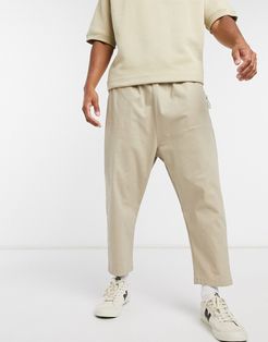 drop crotch chinos in beige
