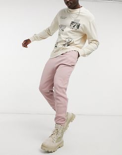 drop crotch sweatpants in dusty pink waffle