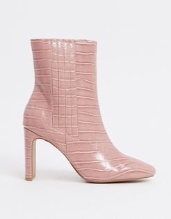 Embark high ankle boots in pink croc